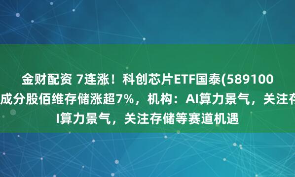 金财配资 7连涨！科创芯片ETF国泰(589100)收涨2.35%，成分股佰维存储涨超7%，机构：AI算力景气，关注存储等赛道机遇
