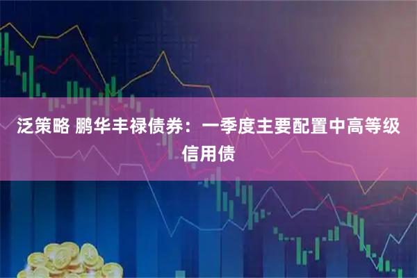 泛策略 鹏华丰禄债券：一季度主要配置中高等级信用债