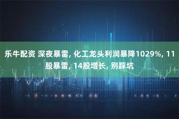 乐牛配资 深夜暴雷, 化工龙头利润暴降1029%, 11股暴雷, 14股增长, 别踩坑