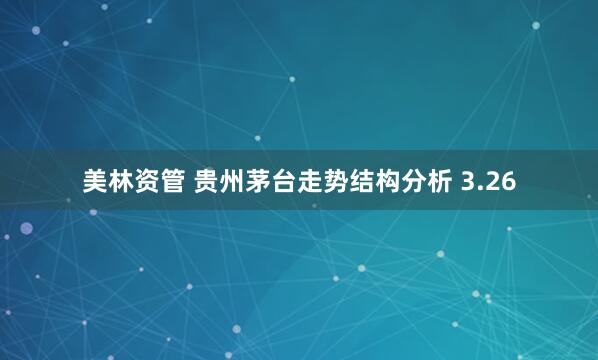 美林资管 贵州茅台走势结构分析 3.26