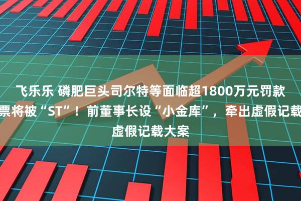 飞乐乐 磷肥巨头司尔特等面临超1800万元罚款，股票将被“ST”！前董事长设“小金库”，牵出虚假记载大案